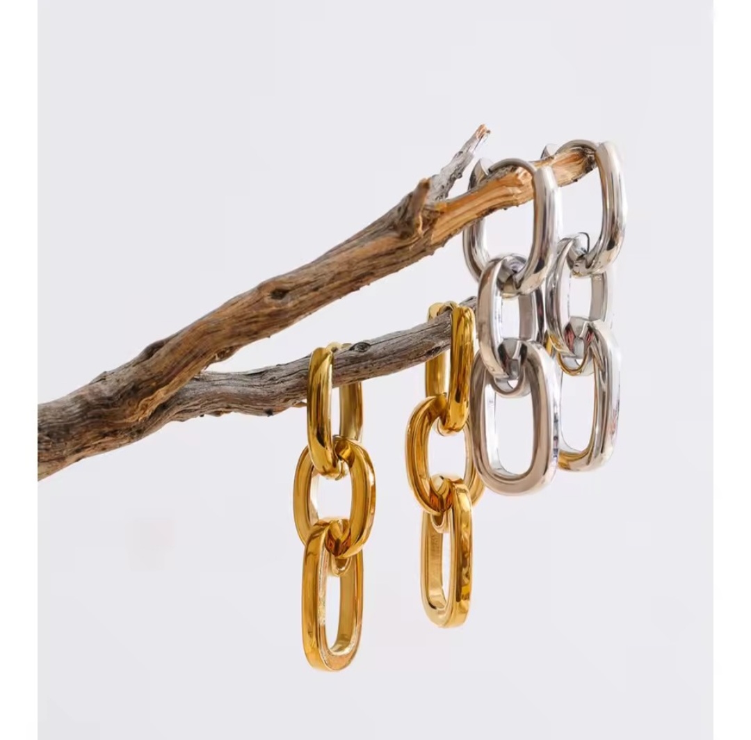 Pendientes Eslabón - Plateados