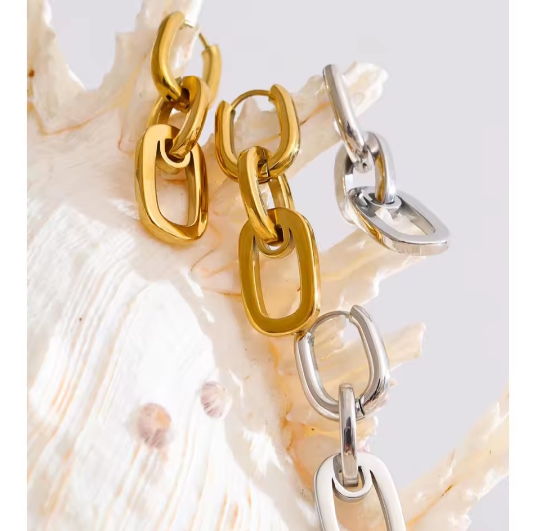 Pendientes Eslabón - Plateados