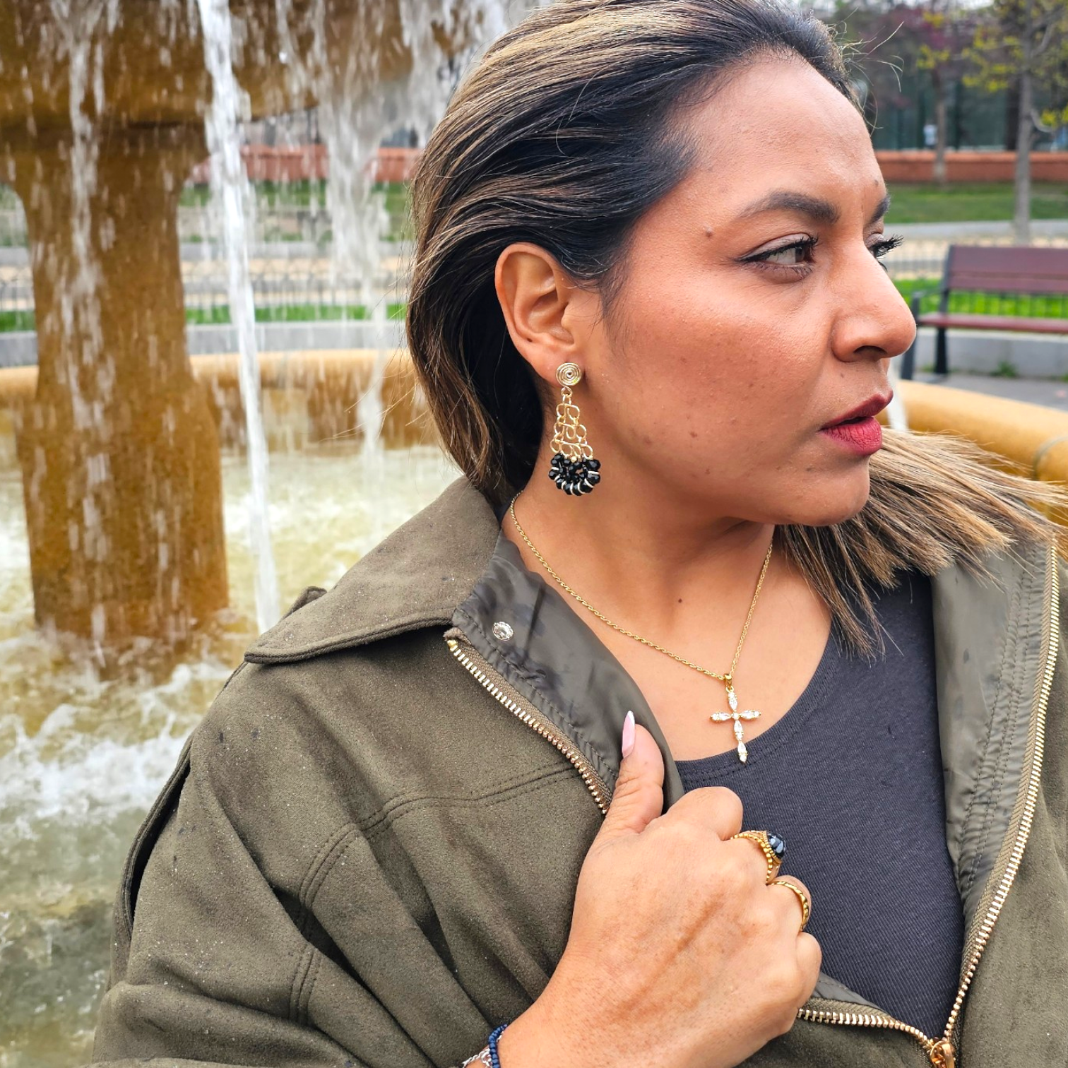 Pendientes Chilena - Negros