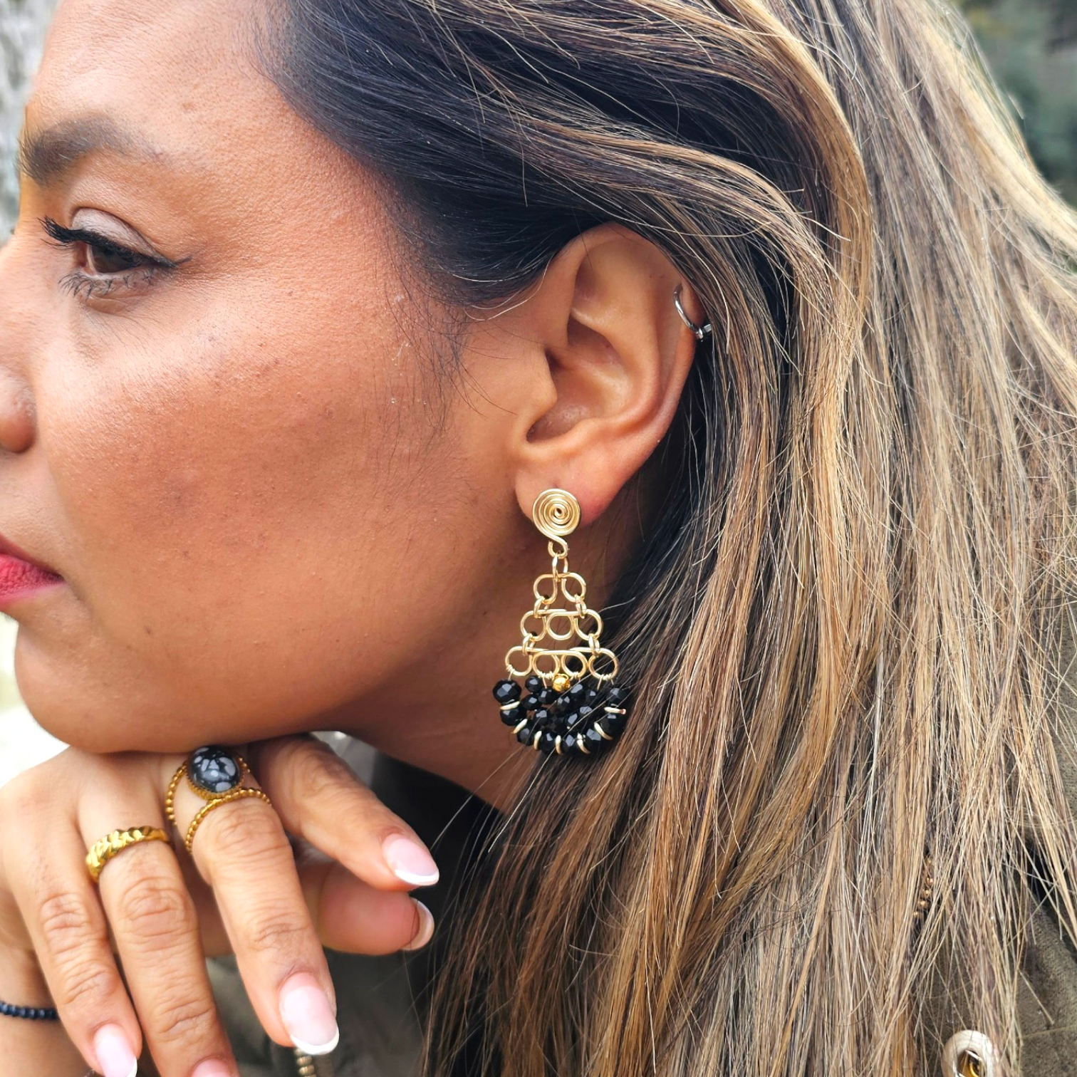 Pendientes Chilena - Negros